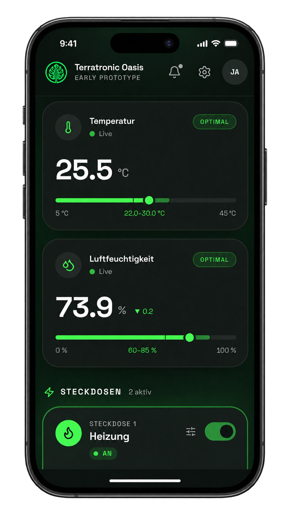 Terratronic app on a smartphone