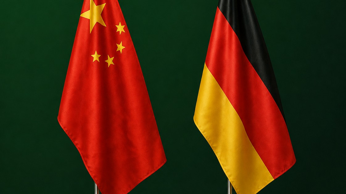 Flaggen von China und Deutschland als Symbol für die Fertigungspartnerschaft von Terratronic