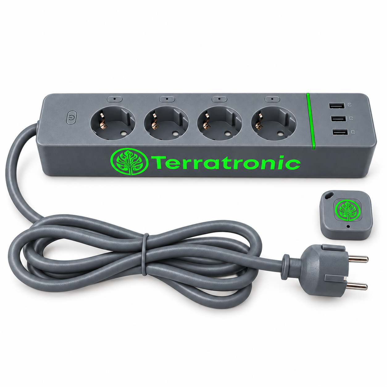Terratronic Terrarium Steuerung C1 Starter-Set Smart-Hub mit 4 Steckdosen, USB-Ports und Funk-Sensor